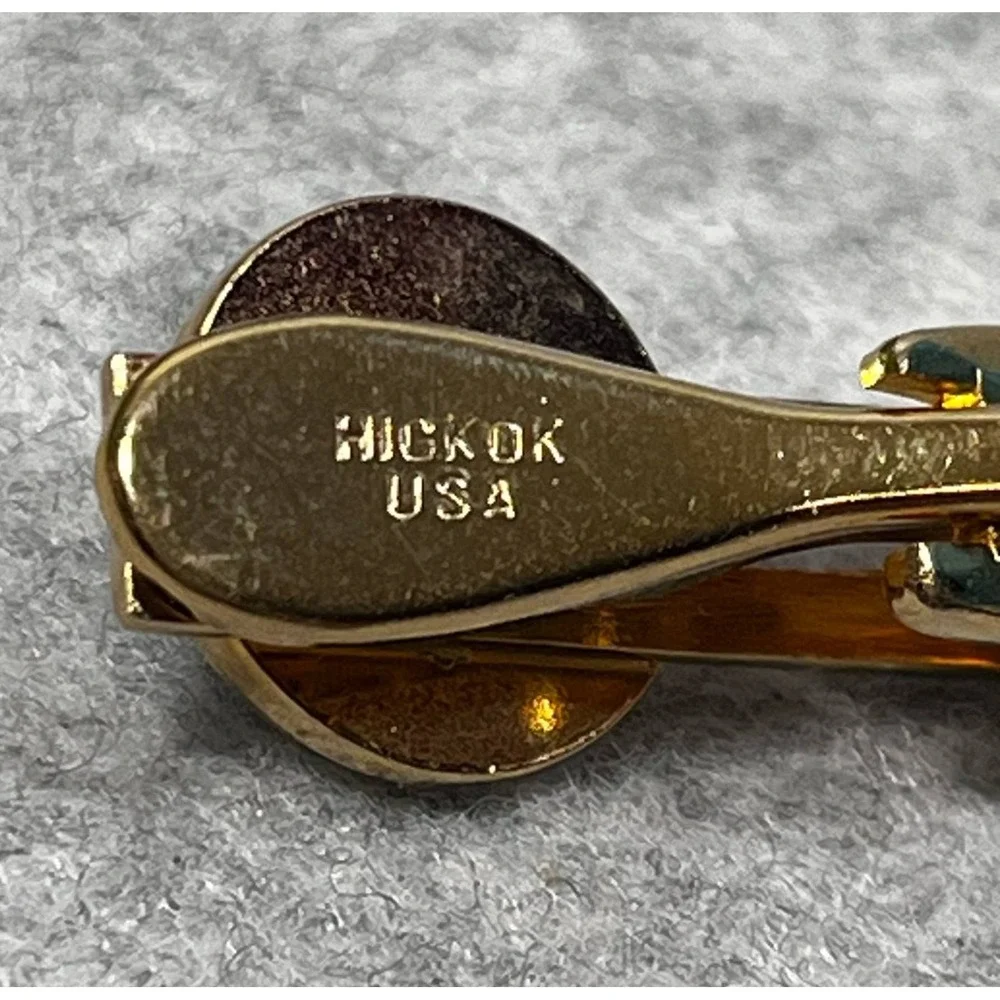 Vtg Hickok Dragons Breath Cufflinks Tie Tack Gold Tone USA Elegant Sophisticated
